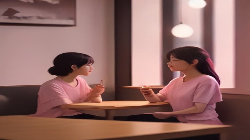 커피를 마시며 대화하는 두 사람
