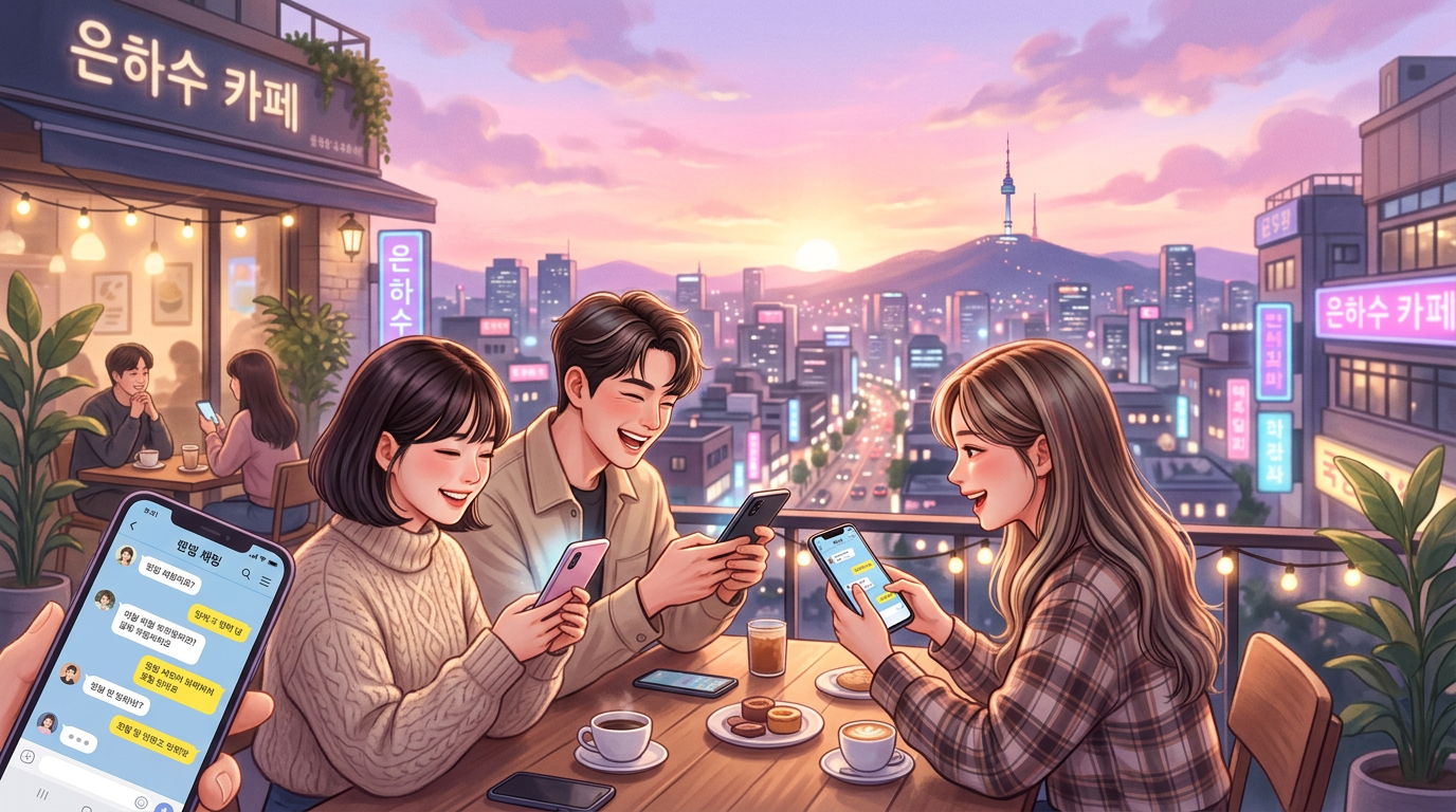 랜덤채팅 앱에서 대화 중인 사용자들