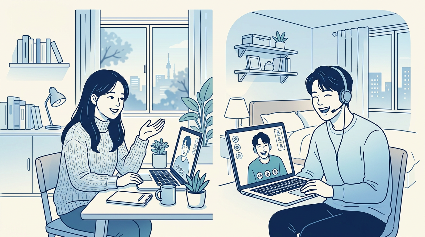 성공적인 랜덤채팅 대화를 나누는 모습