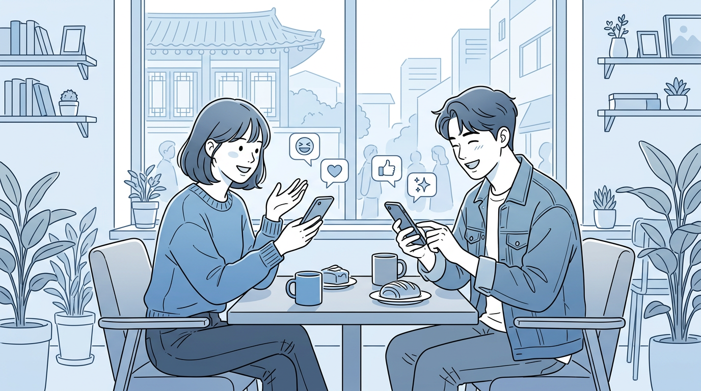 긍정적인 대화를 나누는 두 사람